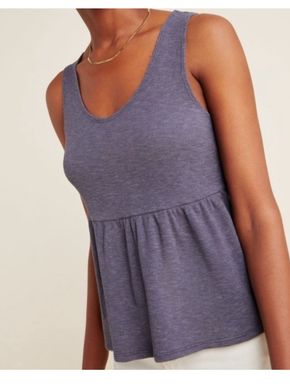 TLA for Anthropologie Sleeveless Peplum Tank Top - Slate Blue